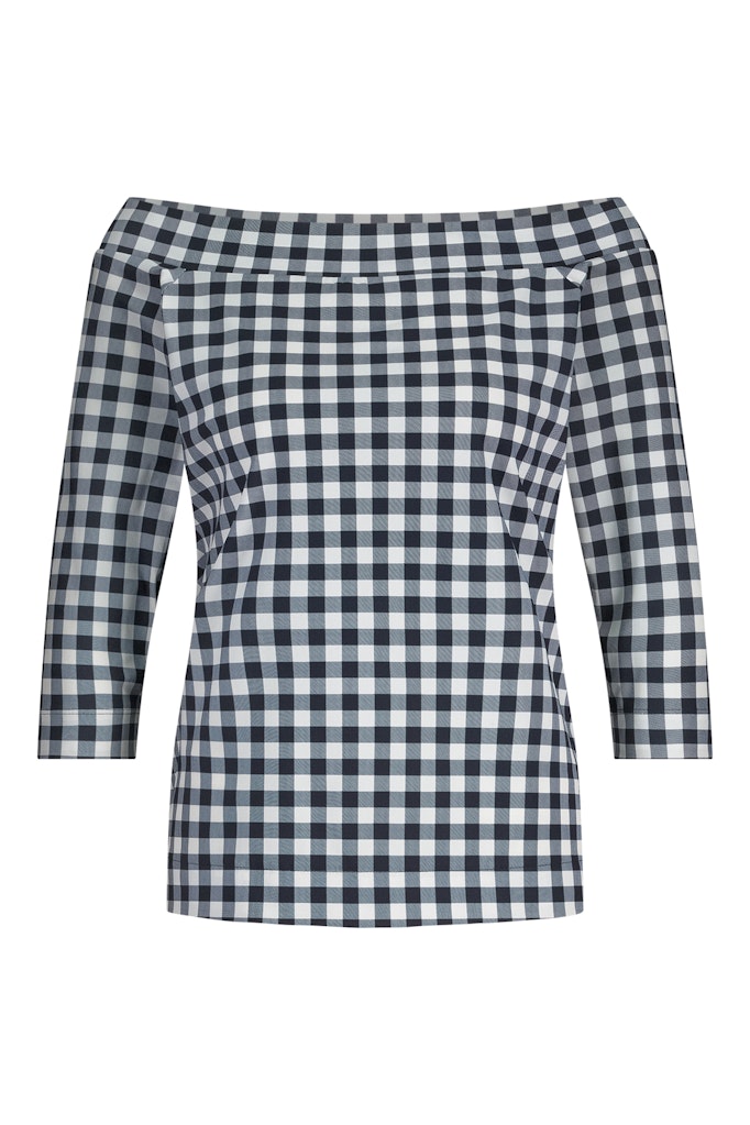 Studio Anneloes Dolly check top blauw dessin – dames t-shirt