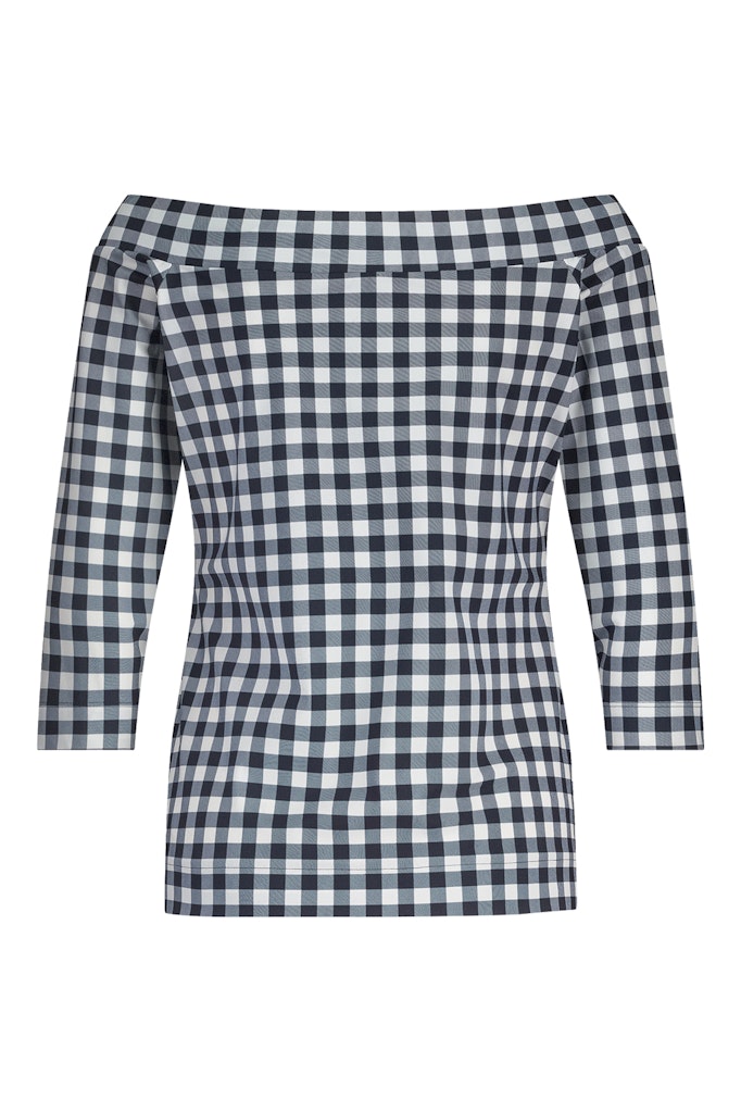 Studio Anneloes Dolly check top blauw dessin – dames t-shirt
