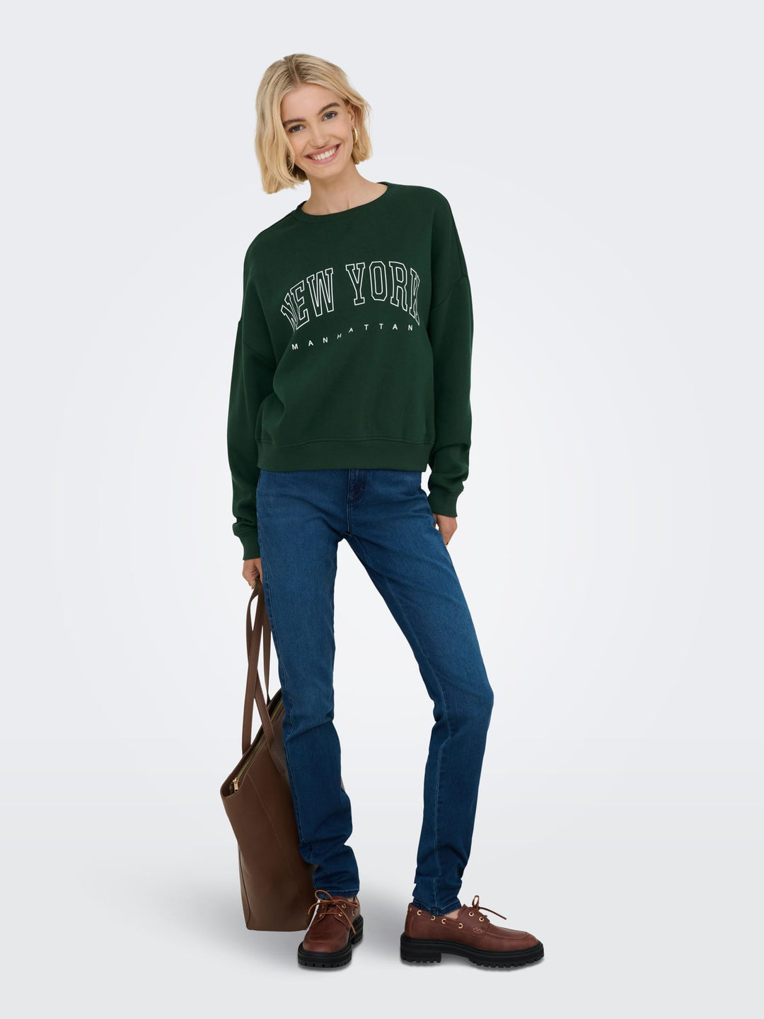 Only 15254183 Sweat life sweater dames donkergroen