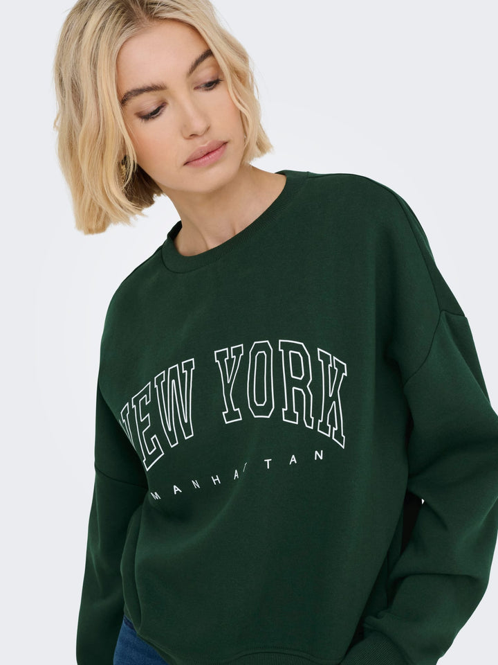 Only 15254183 Sweat life sweater dames donkergroen