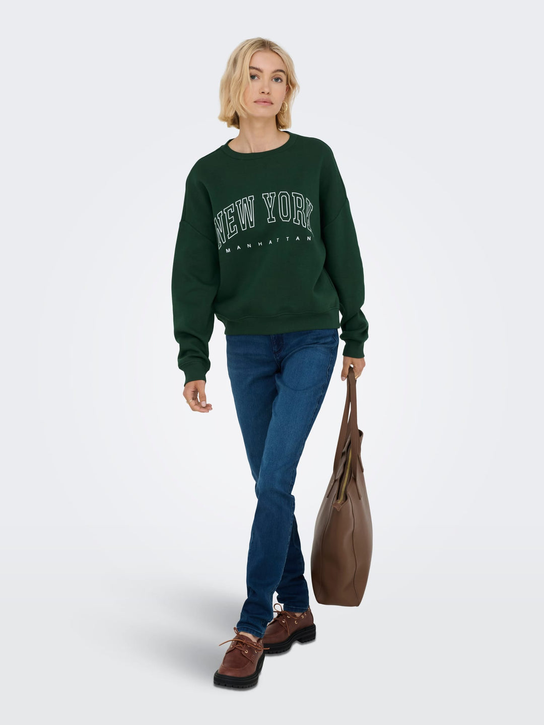 Only 15254183 Sweat life sweater dames donkergroen
