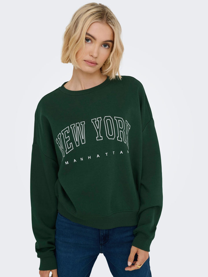 Only 15254183 Sweat life sweater dames donkergroen
