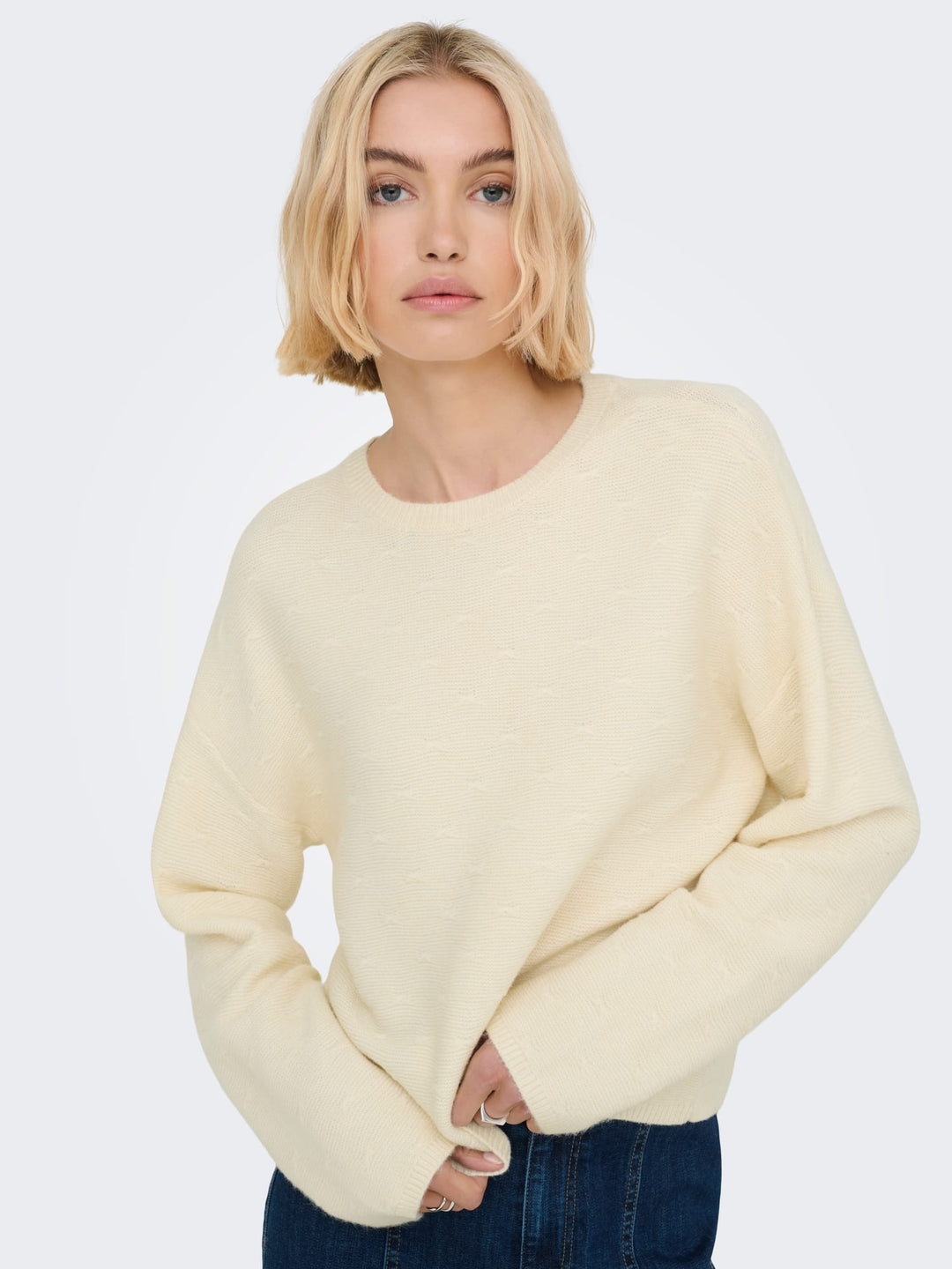 Only gebreide pullover off-white – dames
