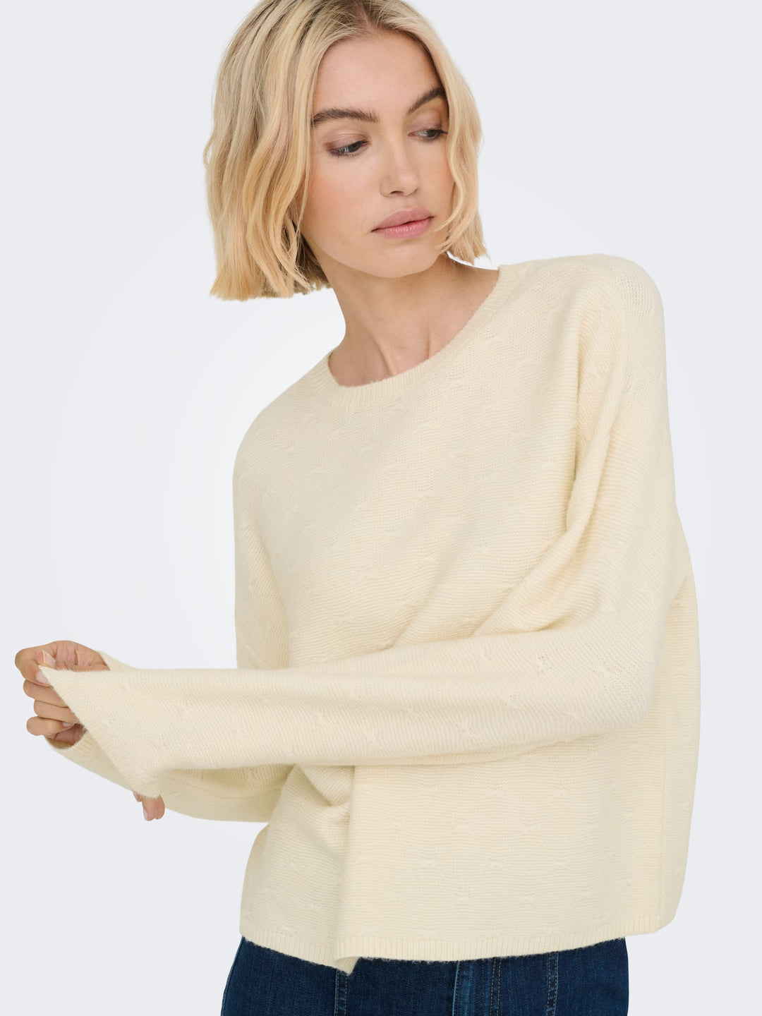 Only gebreide pullover off-white – dames