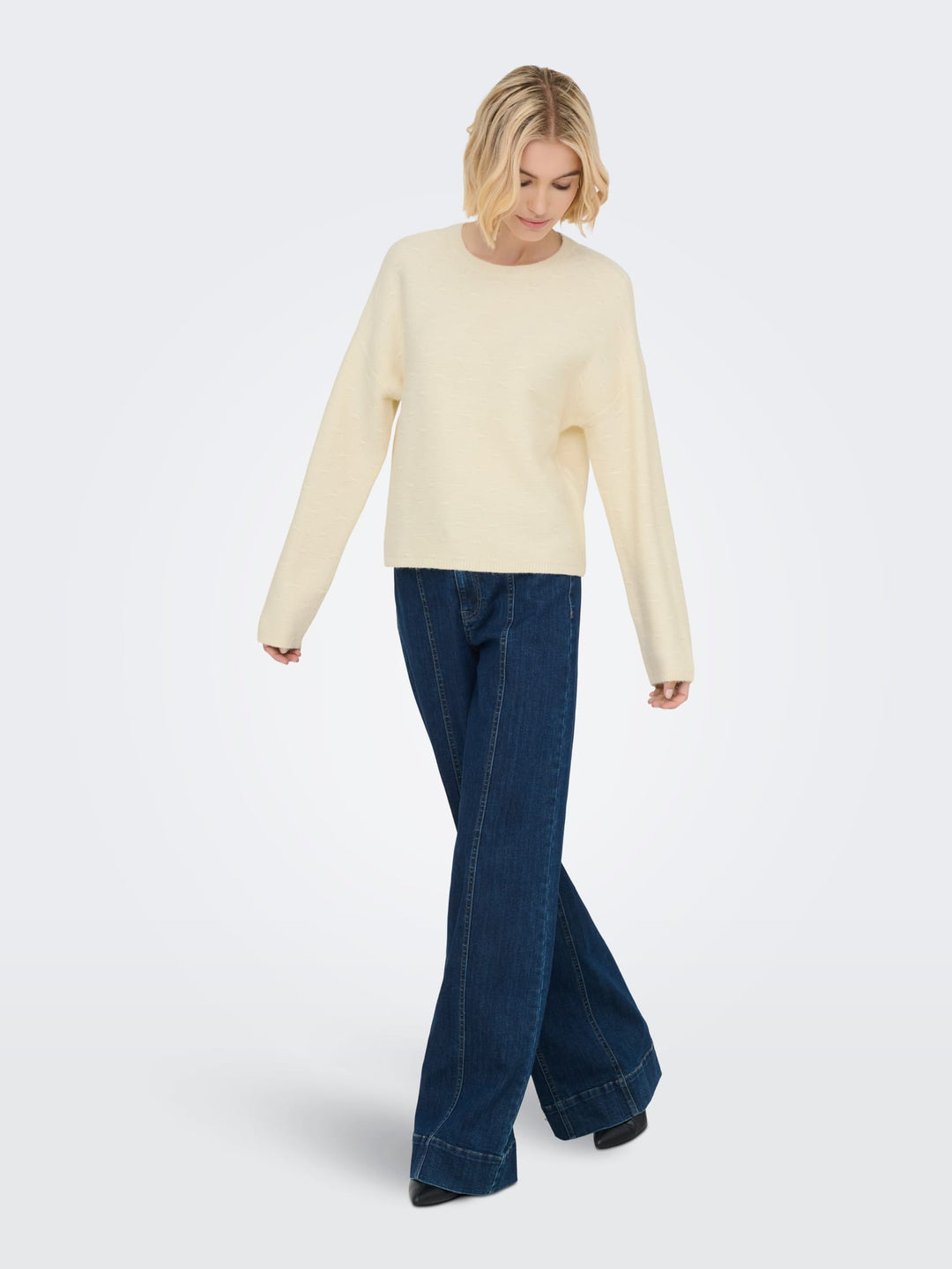 Only gebreide pullover off-white – dames