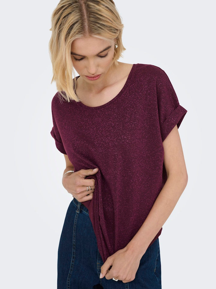 Only moster t-shirt wijnrood – dames