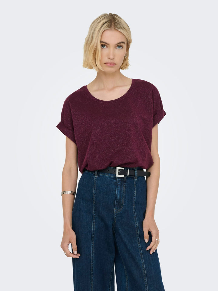 Only moster t-shirt wijnrood – dames