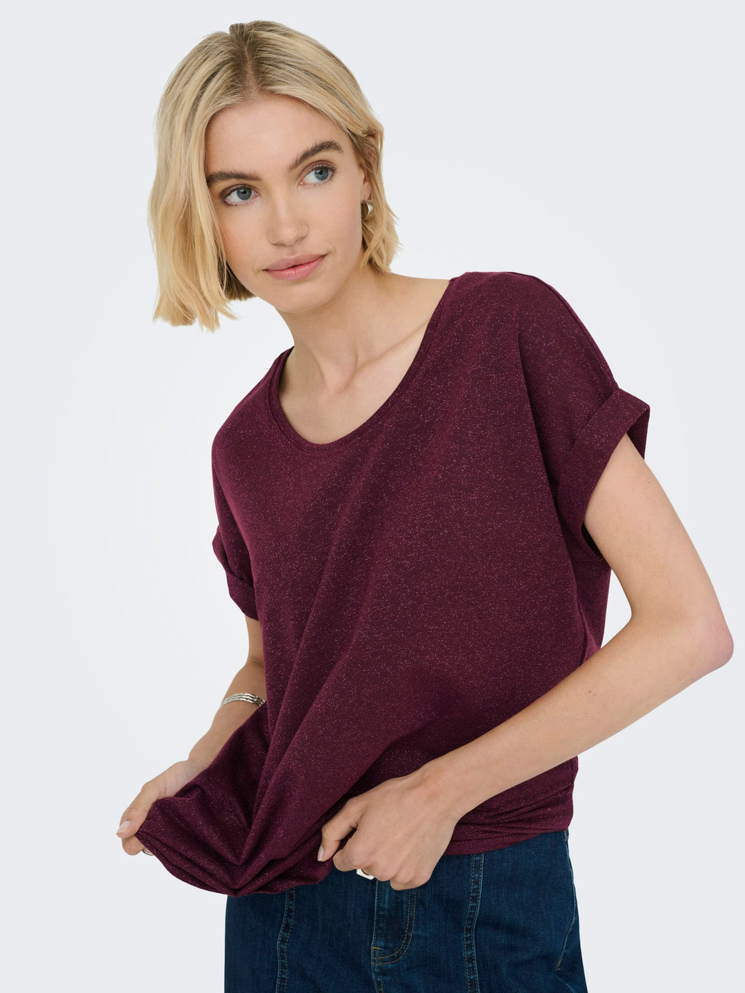 Only moster t-shirt wijnrood – dames