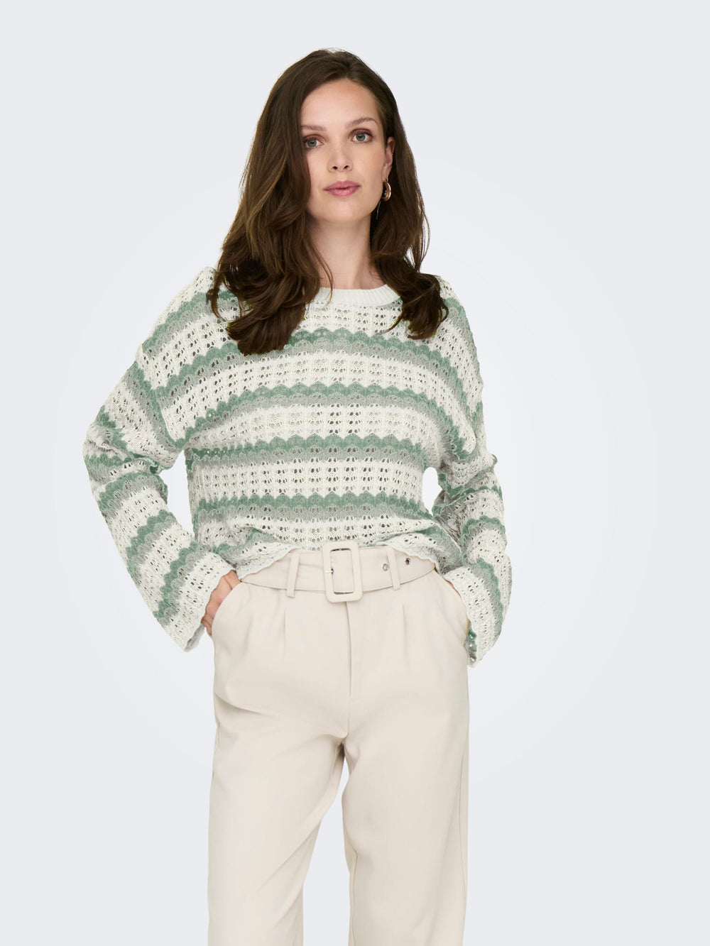 Only Asa trui dames groen dessin – gebreide pullover