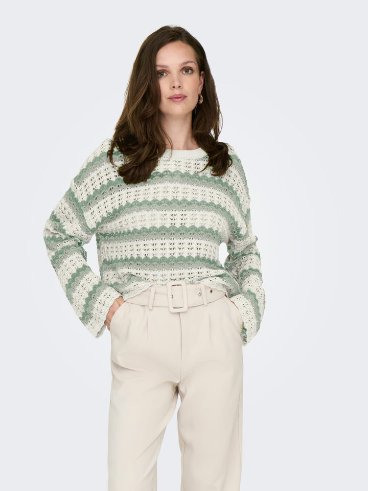 Only Asa trui dames groen dessin – gebreide pullover