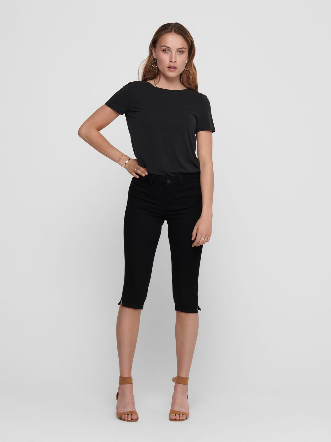 Jacqueline de Yong 15200799 Nikki capri denim – dames - Zwart