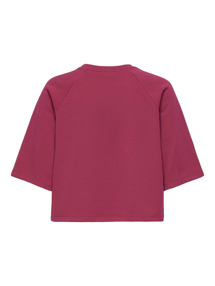 Only ONLCORA S/S PRINT O-NECK UB SWT fuchsia – dames t-shirt