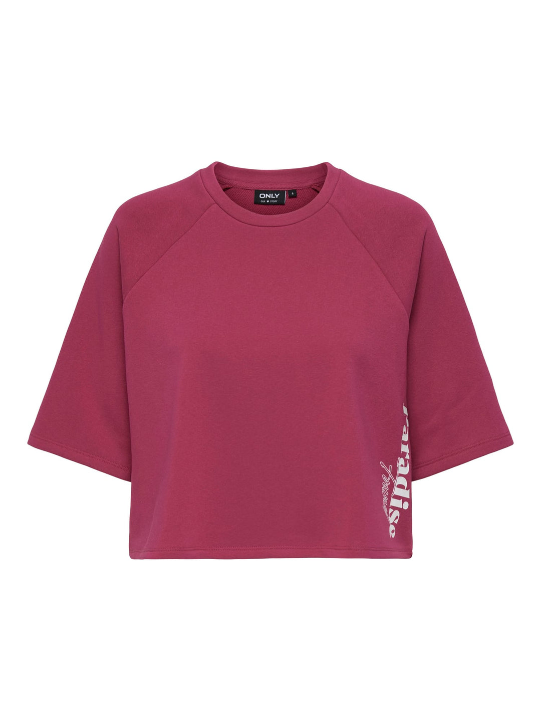 Only ONLCORA S/S PRINT O-NECK UB SWT fuchsia – dames t-shirt