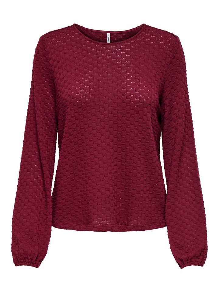 Only 15356111 Belle t-shirt l/m dames – wijnrood