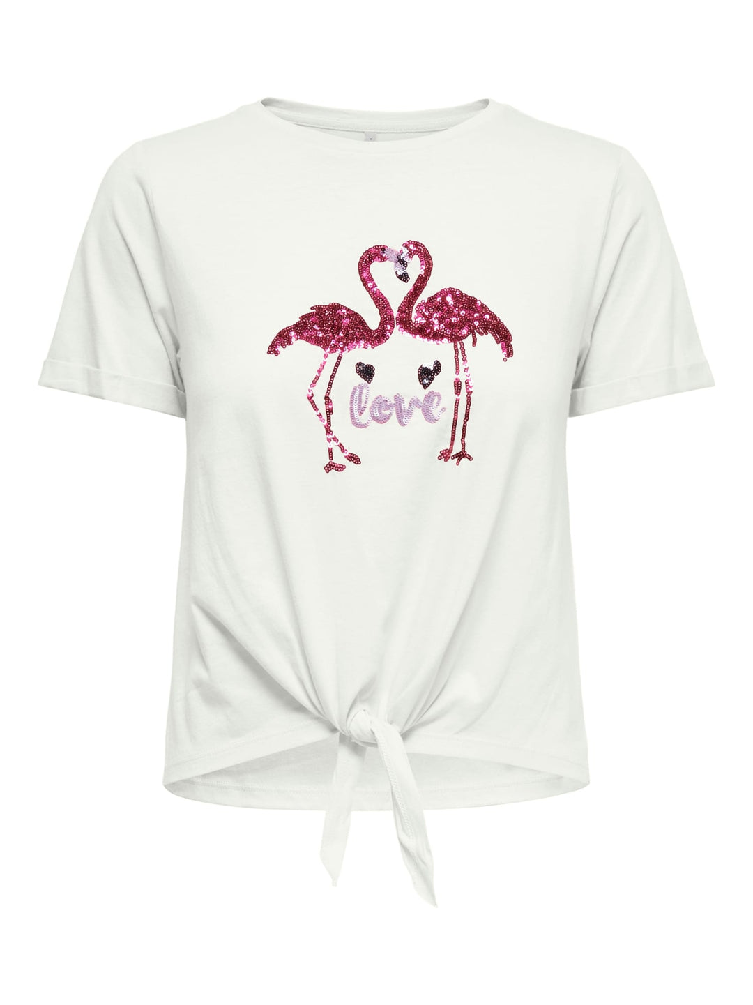 Only ONLDORA S/S Knot T-shirt dames – off-white