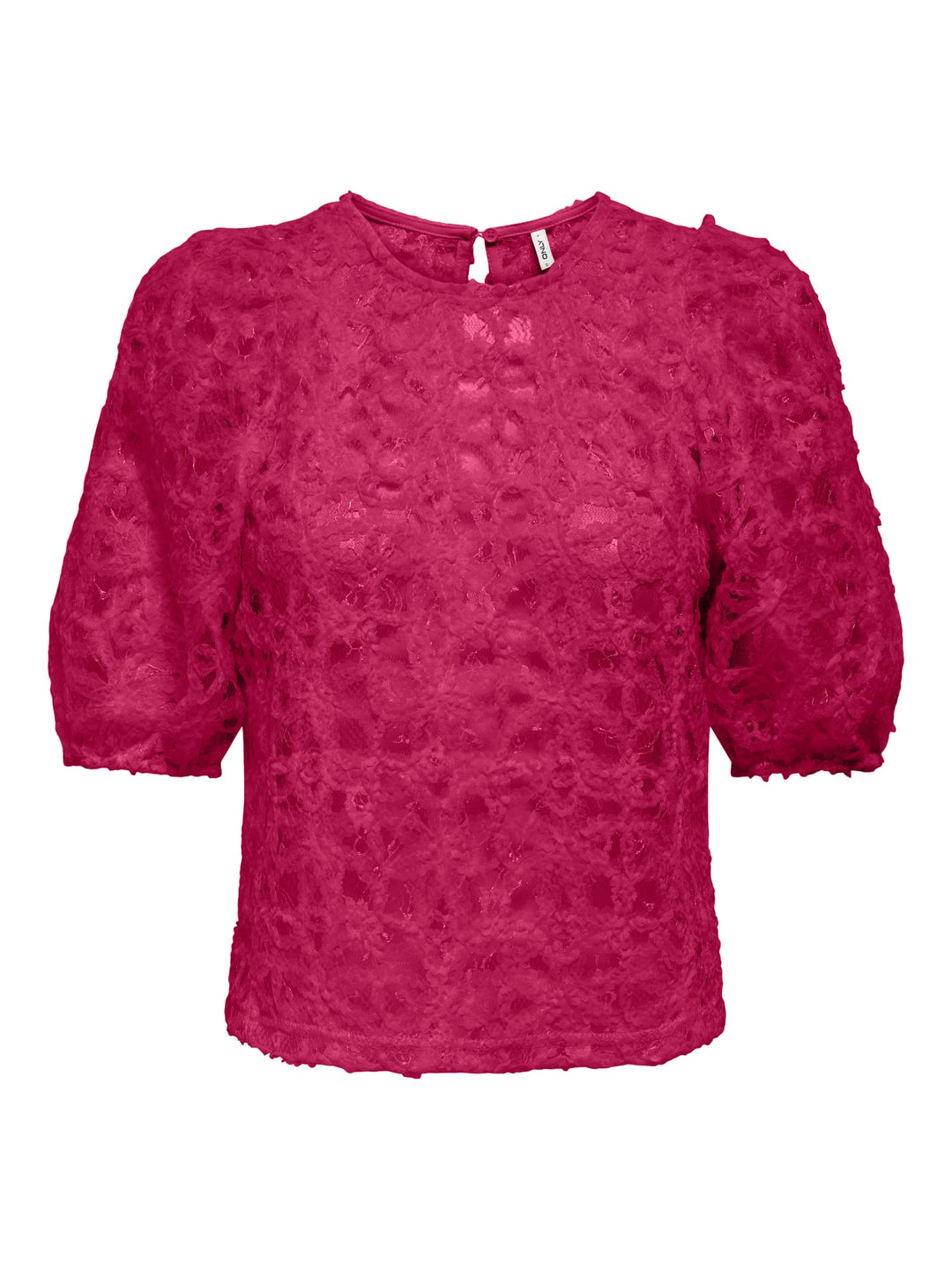 Only ONLBENIA S/S O-NECK LACE TOP – dames top fuchsia
