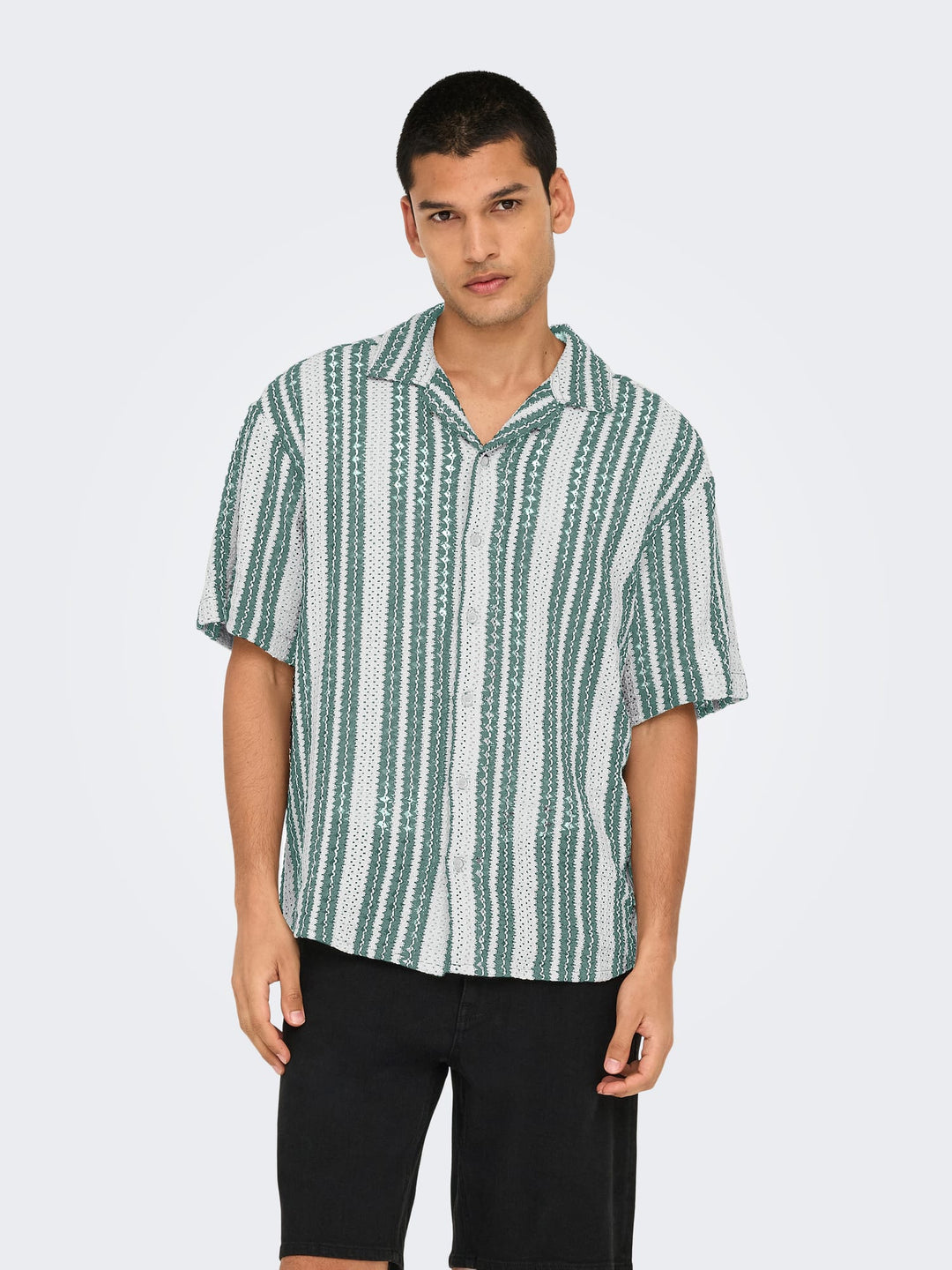 ONLY & SONS Dani overhemd k/m heren – wit dessin
