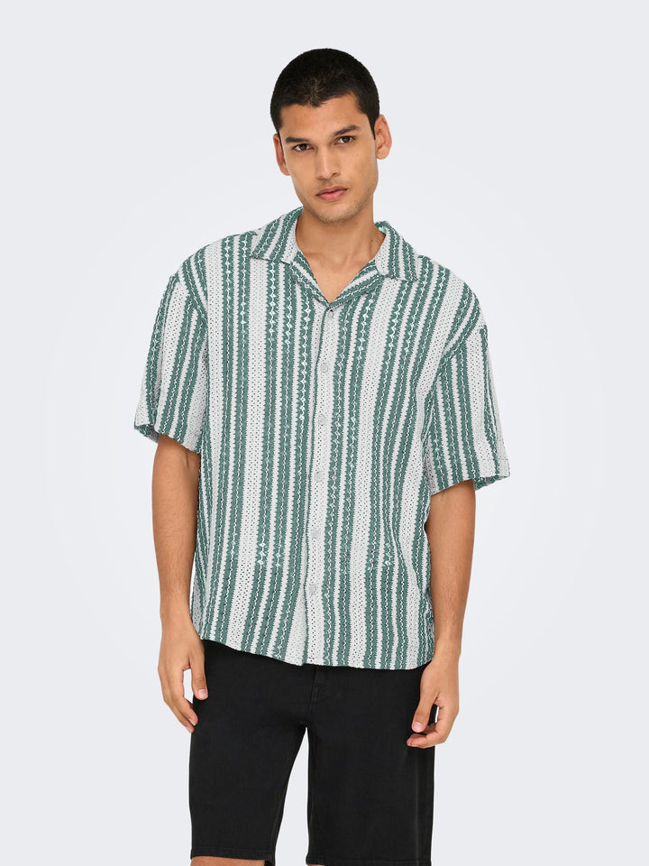 ONLY & SONS Dani overhemd k/m heren – wit dessin