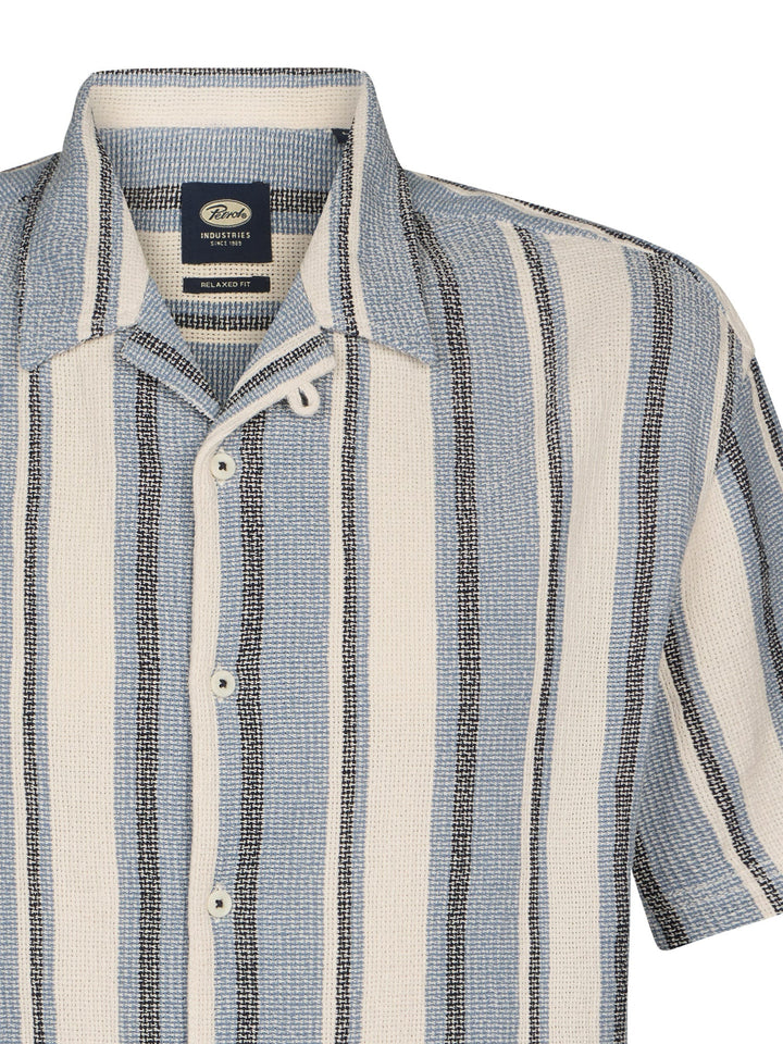Petrol men M-1060-SIS429 overhemd k/m blauw dessin – heren