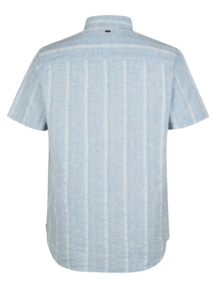 Petrol men M-1060-SIS415 overhemd k/m heren blauw dessin