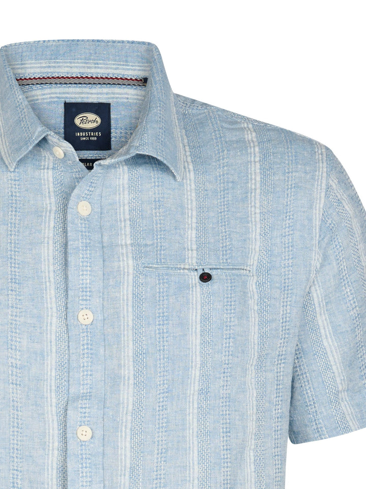 Petrol men M-1060-SIS415 overhemd k/m – blauw dessin