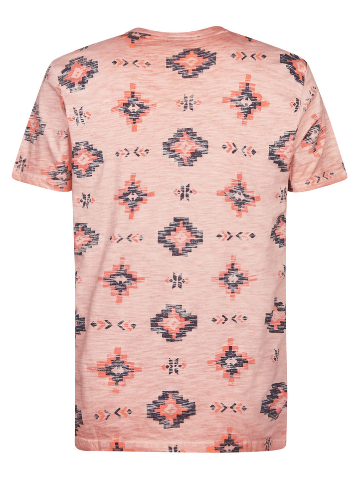 Petrol men M-2060-TSR658 t-shirt oranje dessin – heren
