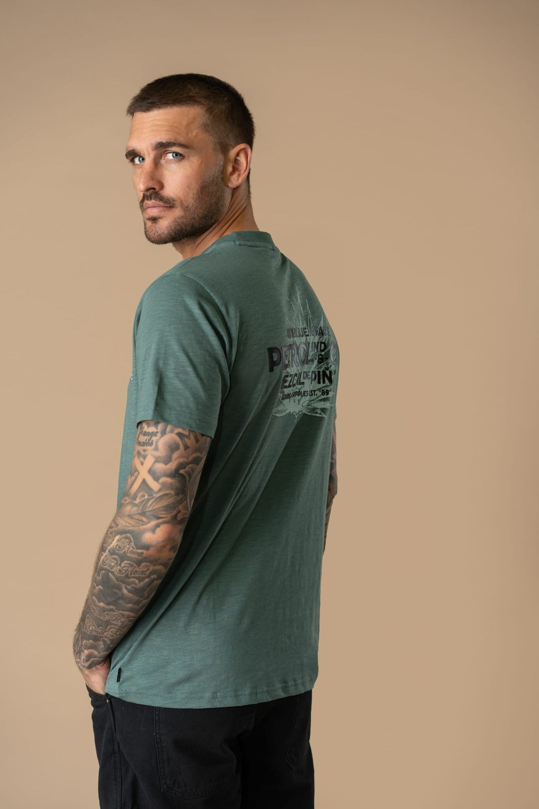 Petrol men M-1060-TSR744 t-shirt oud groen – heren