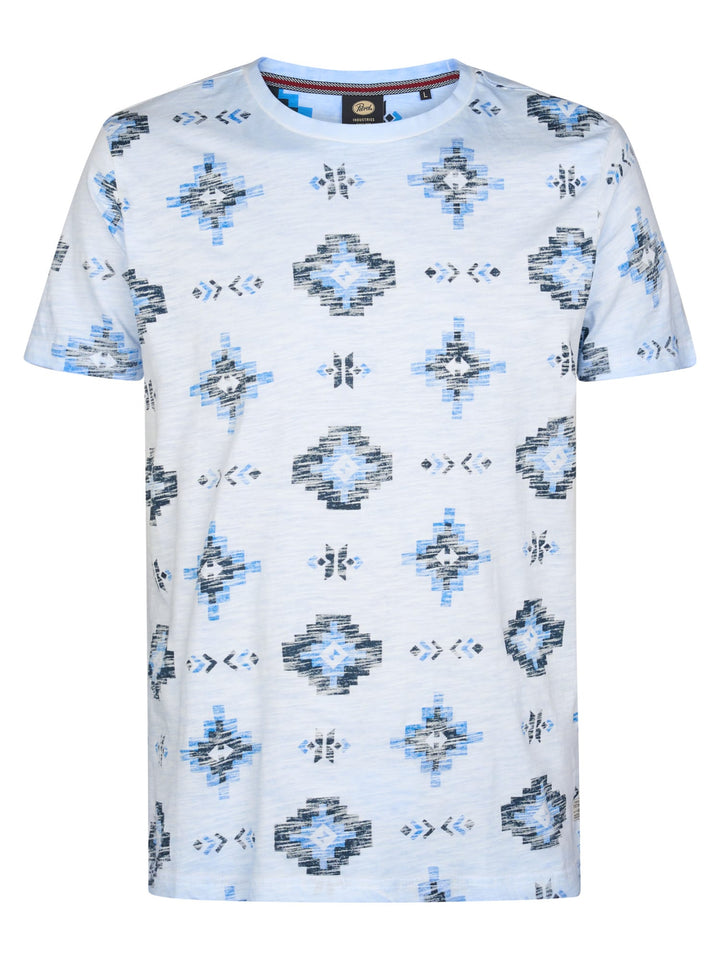 Petrol men M-2060-TSR658 t-shirt blauw dessin – heren