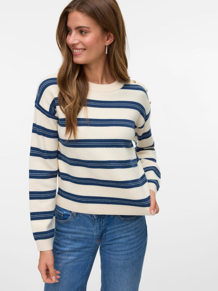 VERO MODA 10337908 Gold trui dames ecru dessin