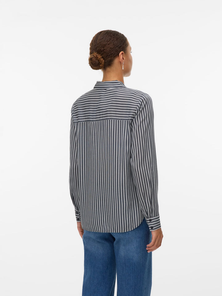 VERO MODA Bumpy blouse l/m dames – blauw dessin