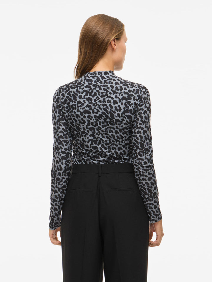 Vila Leoa T-shirt l/m dames - grijs dessin