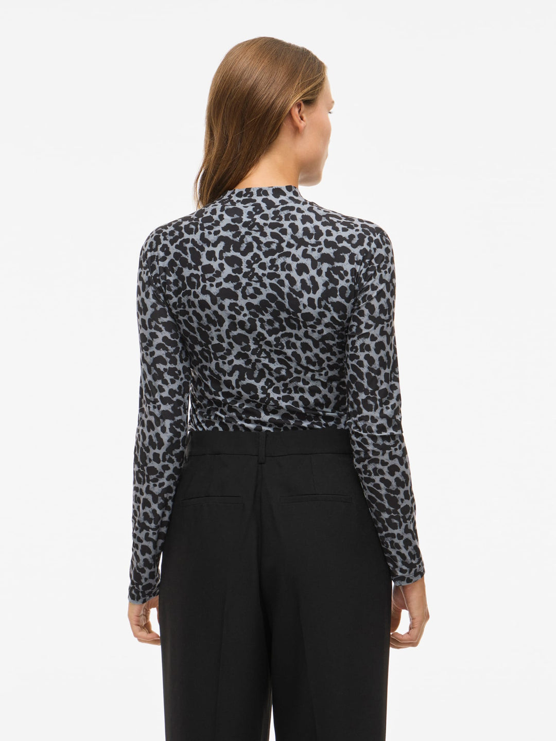 Vila 14066134 Leoa t-shirt l/m dames grijs dessin