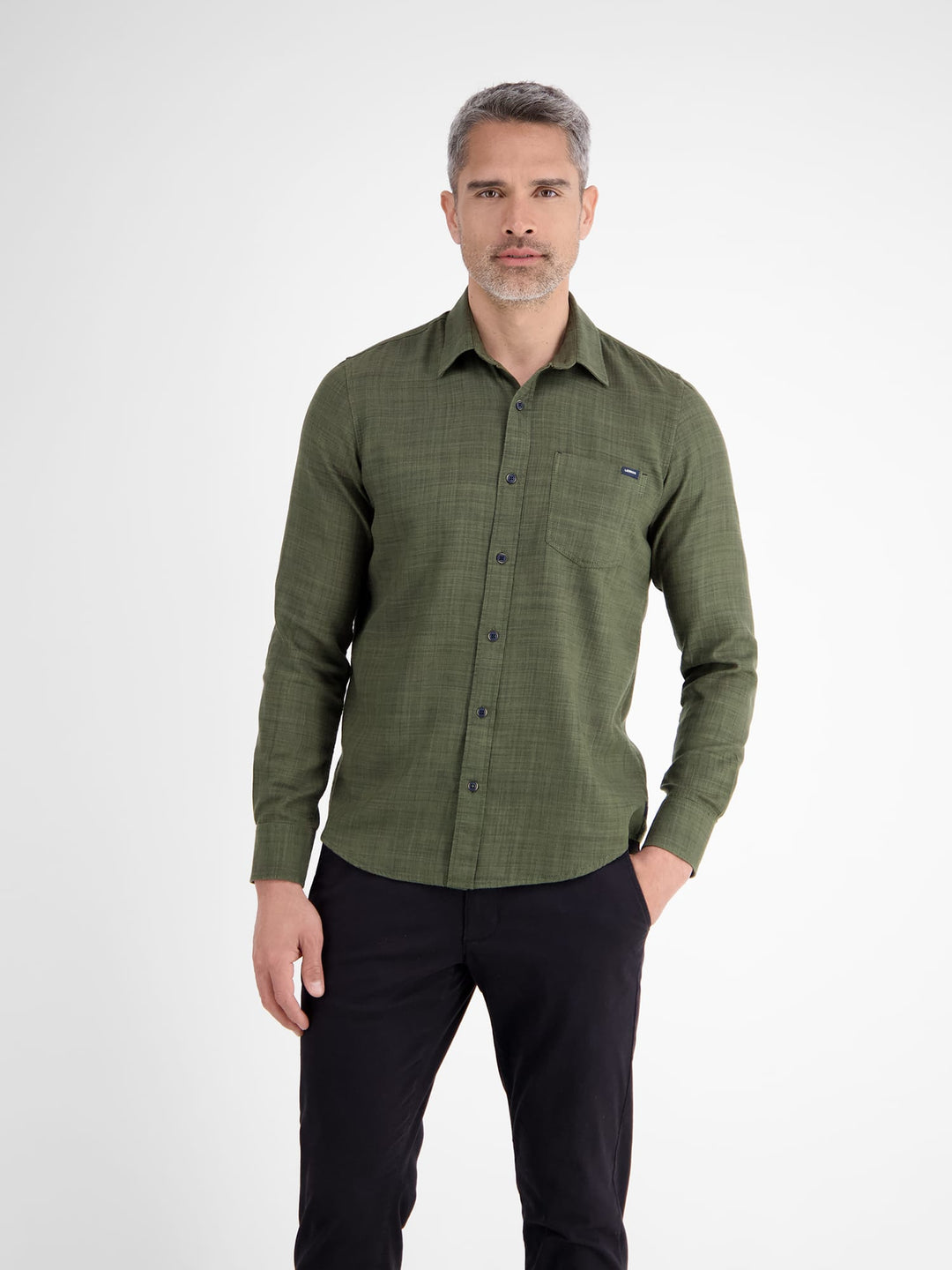 Lerros overhemd l/m olijf – heren