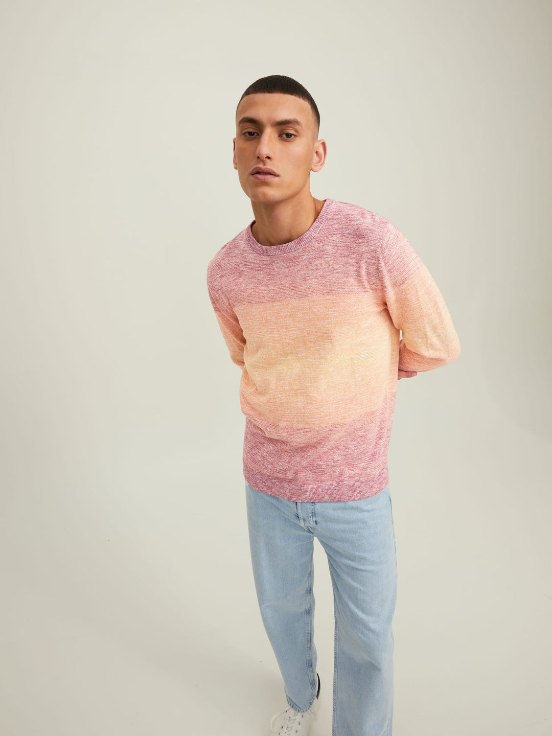 Jack & Jones JORMALIBU KNIT CREW NECK – heren trui - Zalm/peach