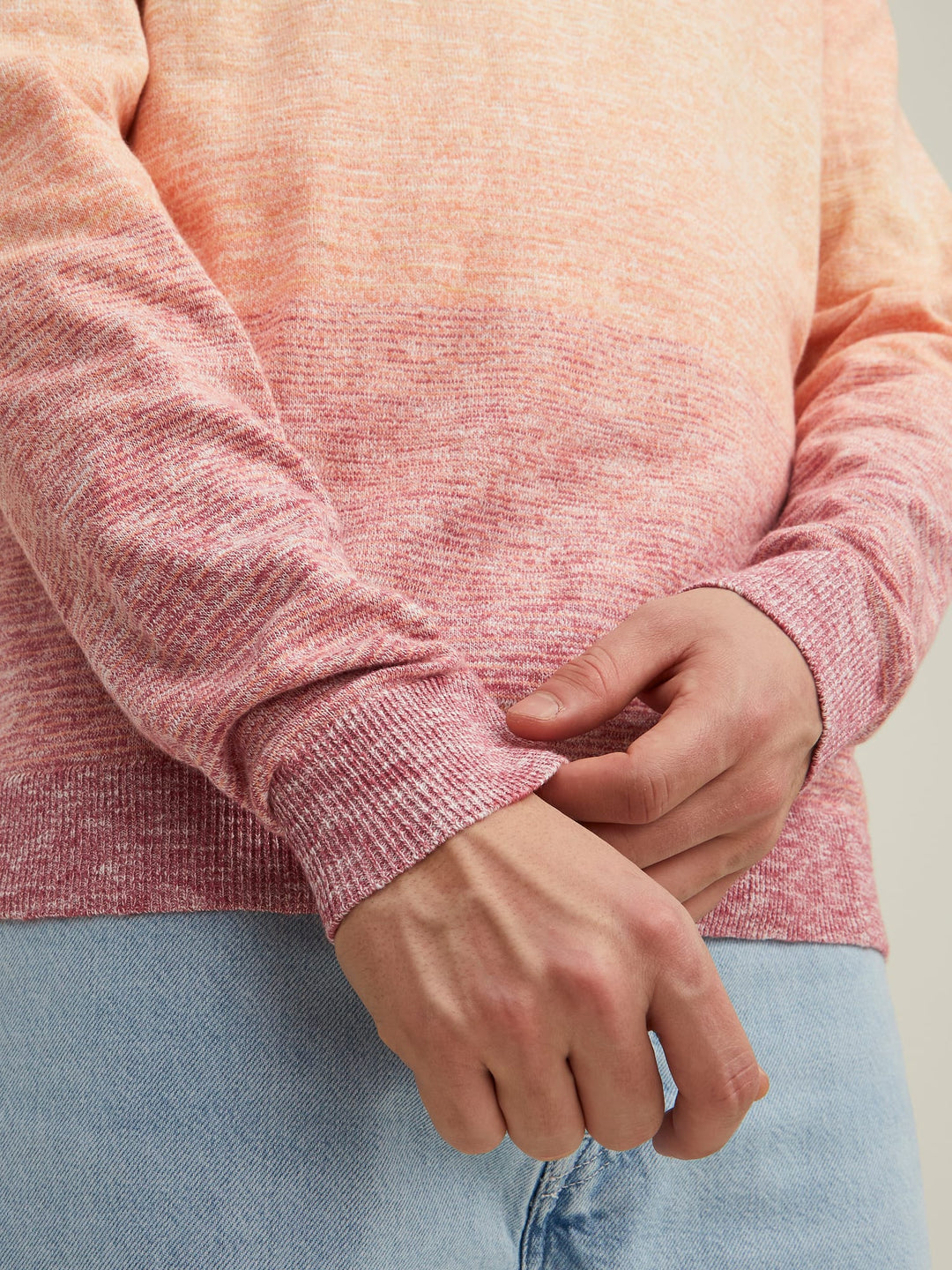 Jack & Jones JORMALIBU KNIT CREW NECK – heren trui - Zalm/peach