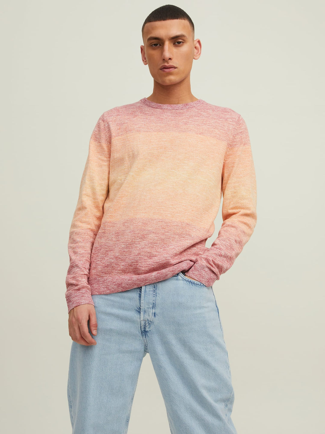 Jack & Jones JORMALIBU KNIT CREW NECK – heren trui - Zalm/peach