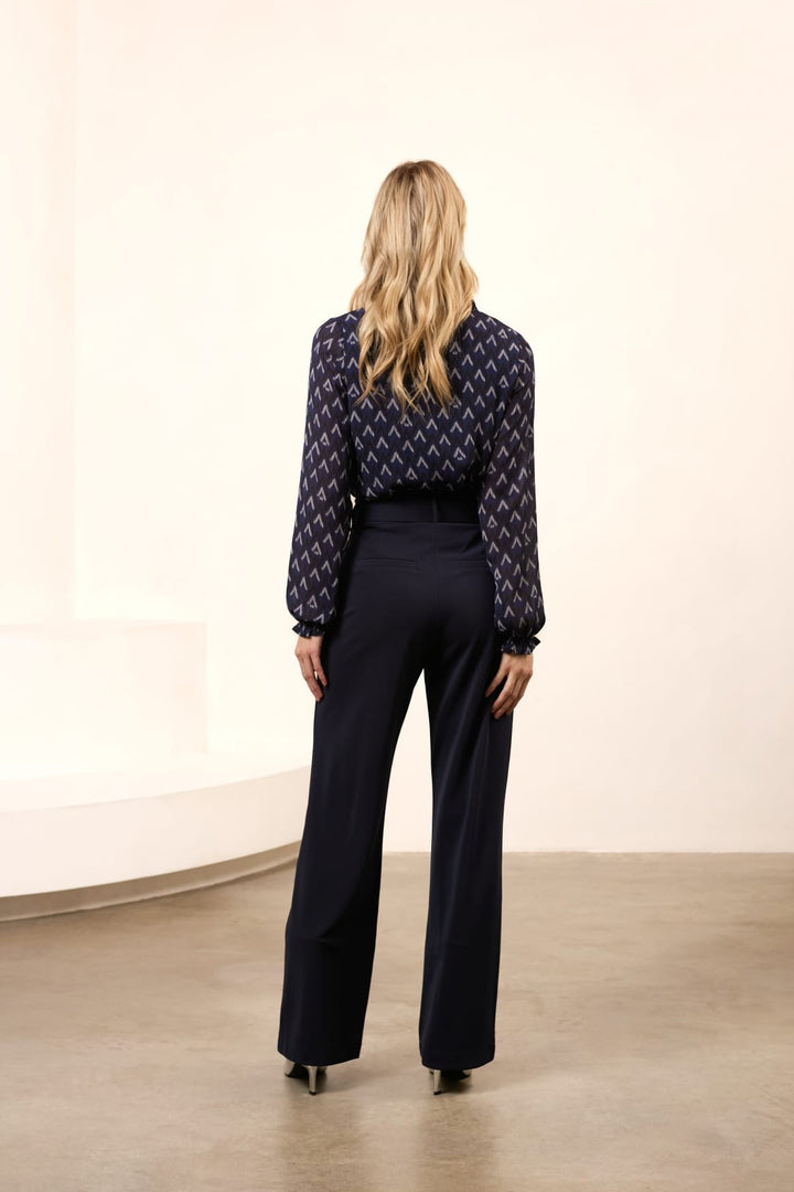 Lofty Manner Blouse Eliza – dames blouse blauw dessin
