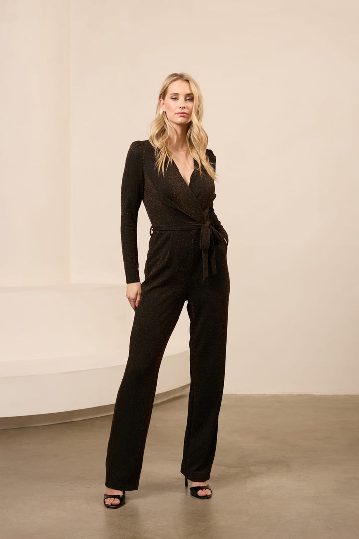 Lofty Manner Jumpsuit Mavis – dames jumpsuit bruin dessin