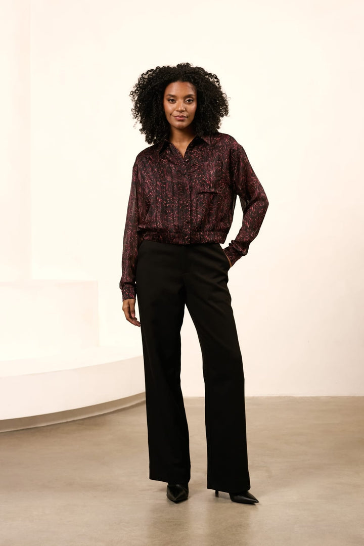 Lofty Manner Qk01 Astrid blouse zwart dessin – dames
