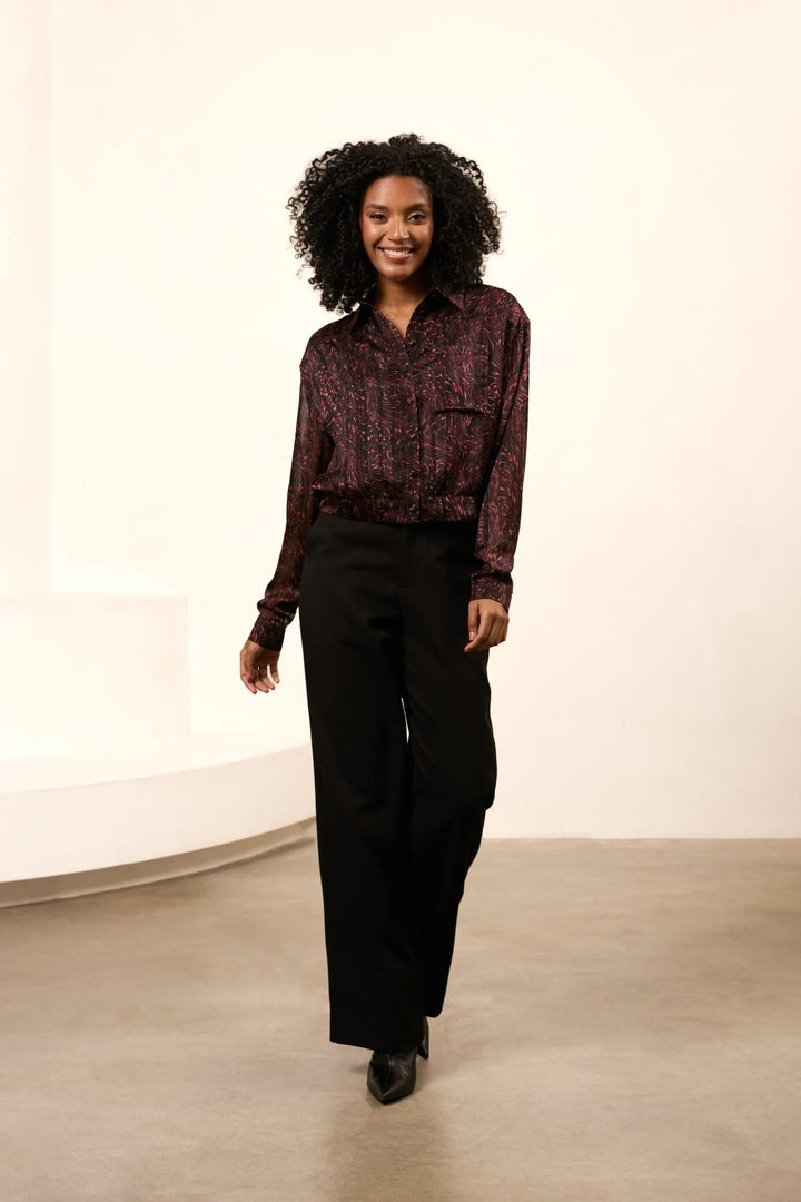 Lofty Manner Qk01 Astrid blouse zwart dessin – dames