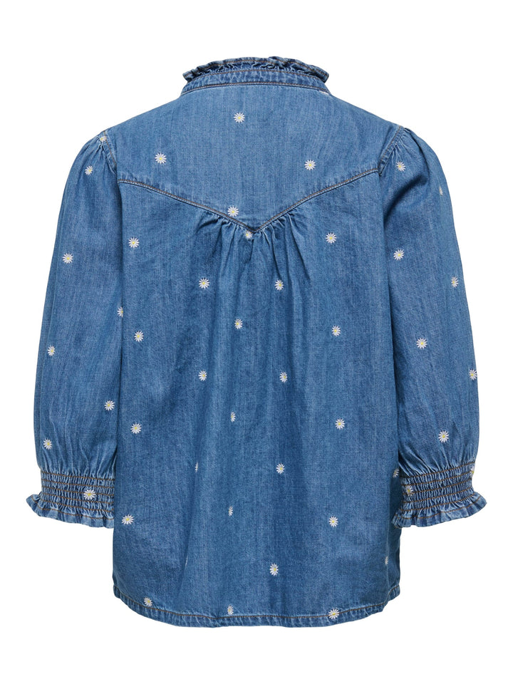 Only 15372391 Raya blouse l/m denim dames blue denim