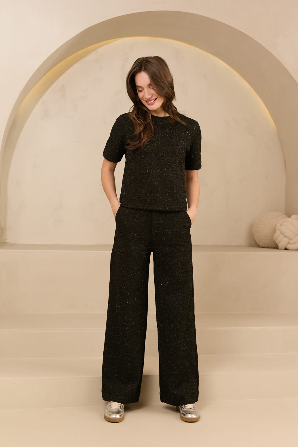 Lofty Manner Trouser Dora zwarte lange broek dames