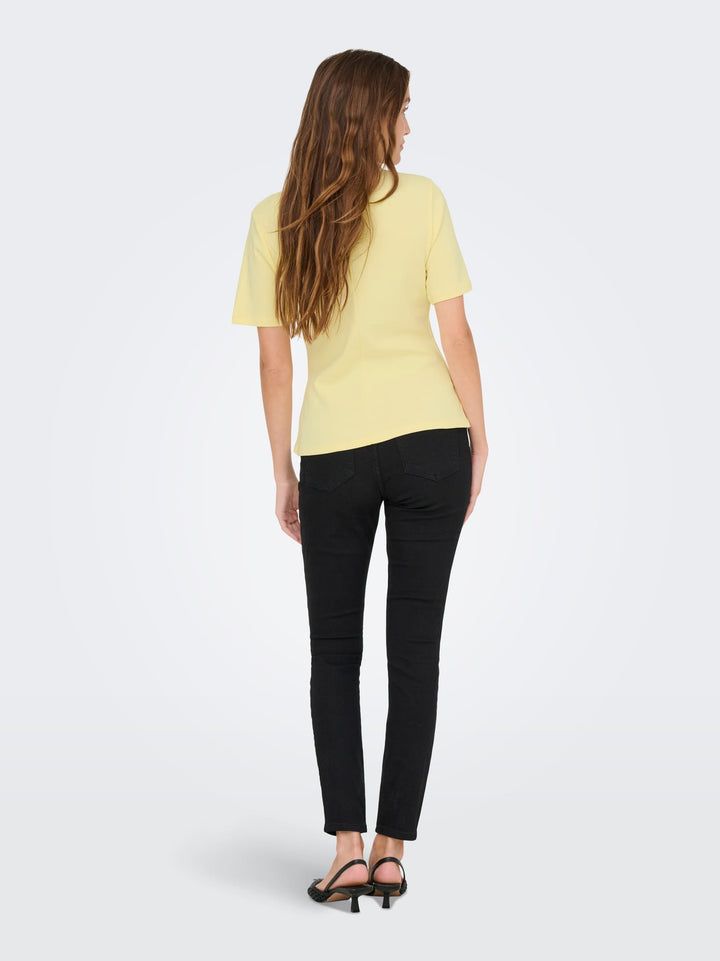 Jacqueline de Yong JDYEVA S/S TOP JRS licht geel – dames t-shirt