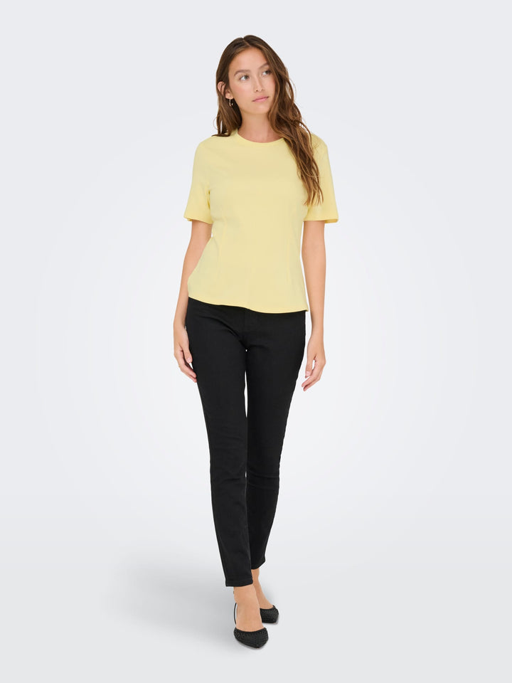 Jacqueline de Yong JDYEVA S/S TOP JRS licht geel – dames t-shirt