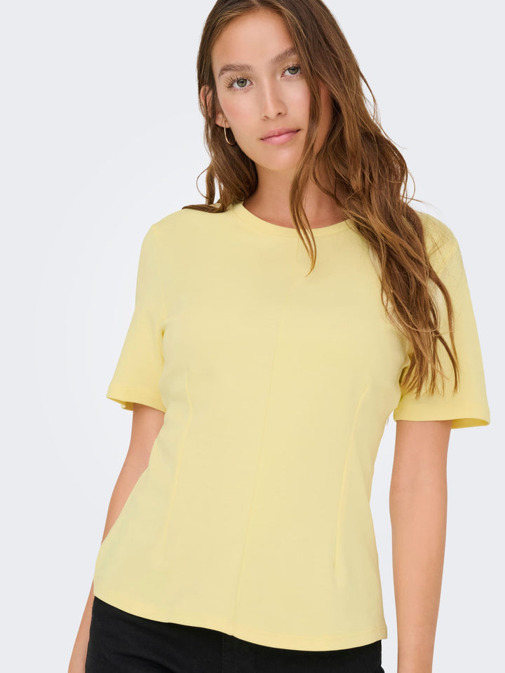 Jacqueline de Yong JDYEVA S/S TOP JRS licht geel – dames t-shirt