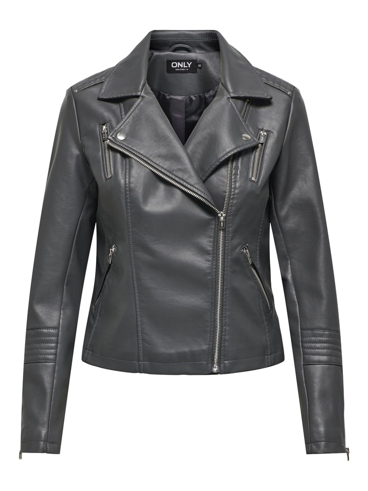 Only 15153079 Gemma kunstleder jack grijs – dames