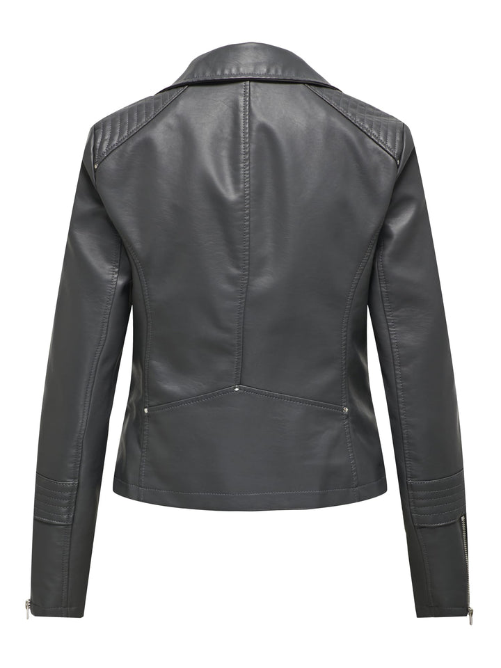 Only Gemma faux leather bikerjack - dames - Grijs