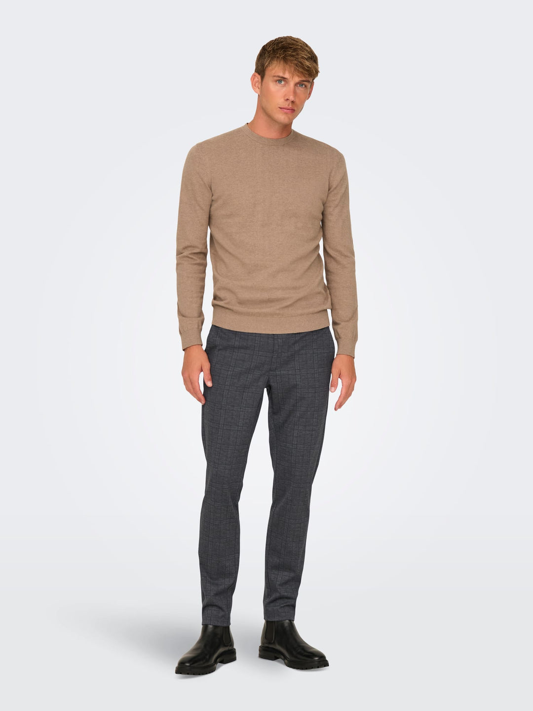 ONLY & SONS lange broek heren grijs dessin - L34