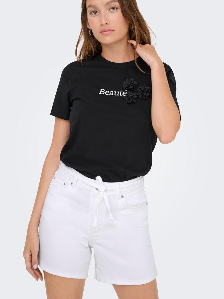 Only ONLGIANNA MW BELTED SHORTS AZG DNM NOOS wit dessin – dames