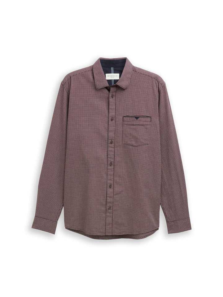 Tom Tailor overhemd l/m heren rood dessin – Regular Fit